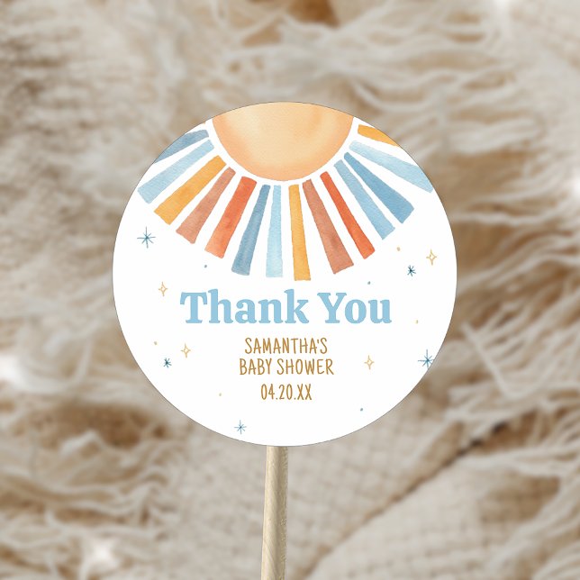 Hier kommt die Son Baby Dusche Runder Aufkleber (Here Comes the Son Baby Shower Sticker)