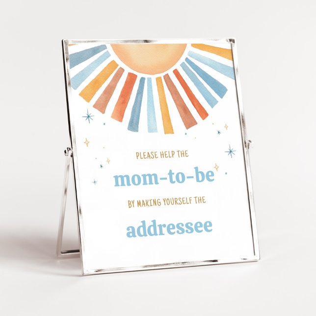 Hier kommt die Son Baby Shower Envelope Station Poster (Boho Sunshine Baby Shower Envelope Station Sign)