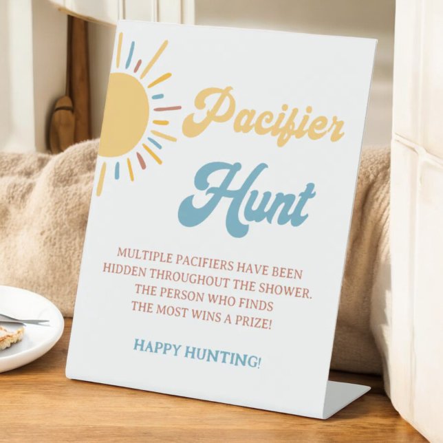 Hier kommt die Son Baby Shower Schnuller Jagd Sockelschild (Von Creator hochgeladen)