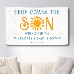 Hier kommt die Son Boho Sunshine Baby Dusche Banner