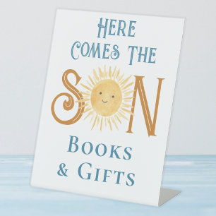 Hier kommt die Son Books and Gifts Baby Dusche Sockelschild