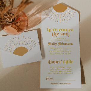 Hier kommt die Son Boy Baby Dusche Einladung