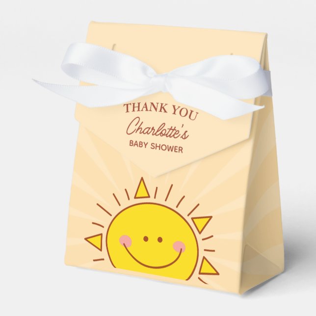 Hier kommt die Son Boy Baby Dusche Vielen Dank Geschenkschachtel (Vorderseite)