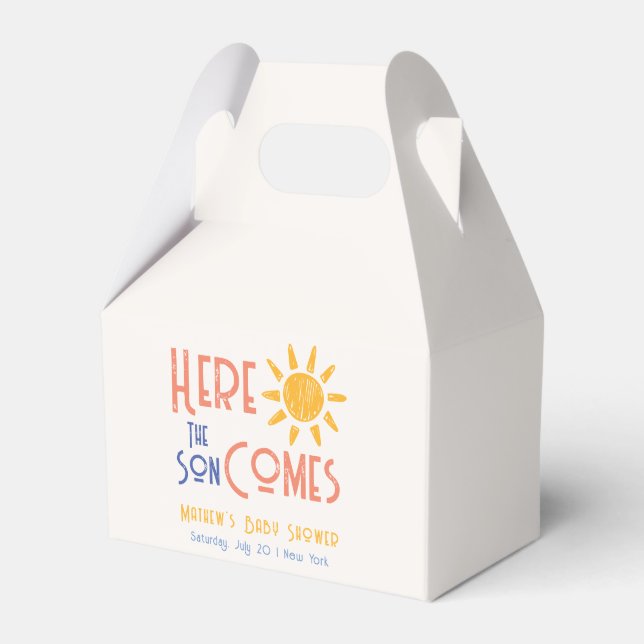 Hier kommt die Son Minimal Retro Sun Baby Dusche Geschenkschachtel (Vorderseite)