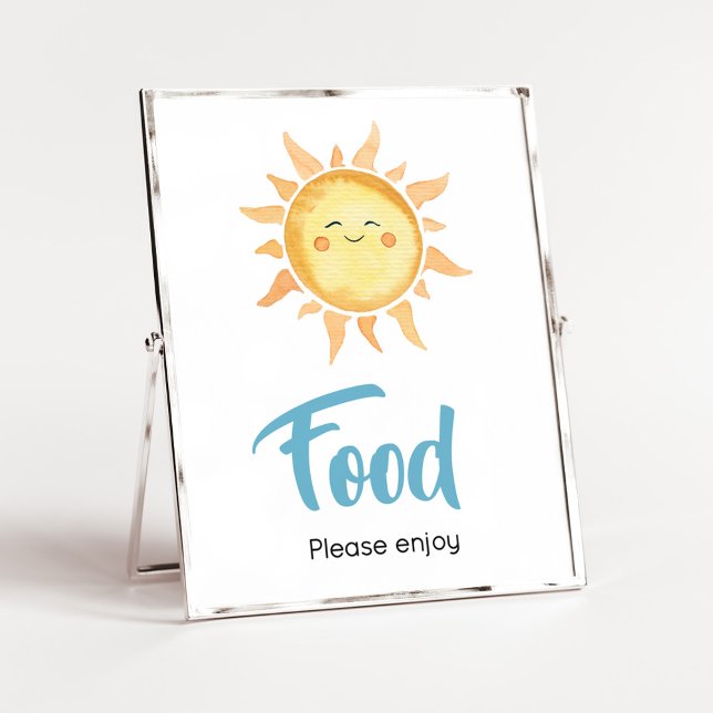 Hier kommt die Son Niedlich Sun Baby Dusche Ernähr Poster (Sunshine Here Comes the Son Baby Shower Food Sign)