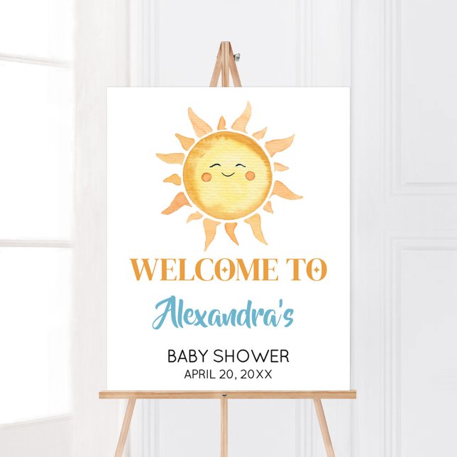 Hier kommt die Son Niedlich Sun Baby Dusche Willko Poster (Sunshine Here Comes the Son Baby Shower Welcome Sign)
