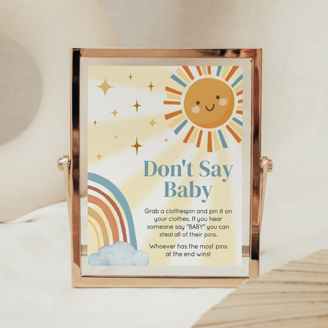 Hier kommt die Son Retro Baby Dusche Dont Say Baby Poster (Retro Here Comes the Son Baby Shower Don't Say Baby Sign)