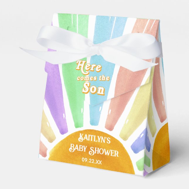 Hier kommt die Son Retro Boys Baby Dusche Geschenkschachtel (Vorderseite)