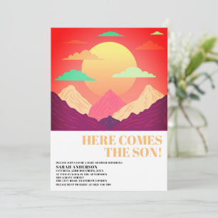 Hier kommt die Son Retro psychedelische Landschaft Einladung