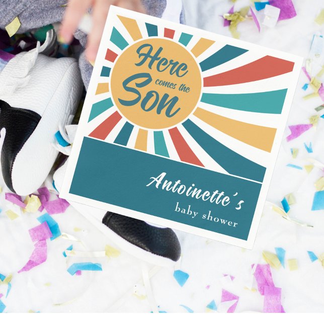 Hier kommt die Son Retro Sun Baby Dusche Serviette (Von Creator hochgeladen)