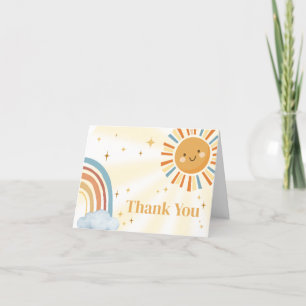 Hier kommt die Son Retro Sunshine Baby Dusche Dankeskarte