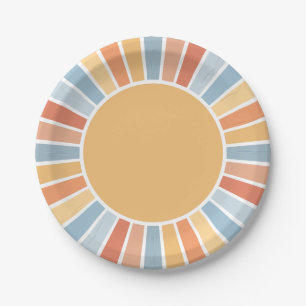 Hier kommt die Son Retro Sunshine Baby Dusche Pappteller