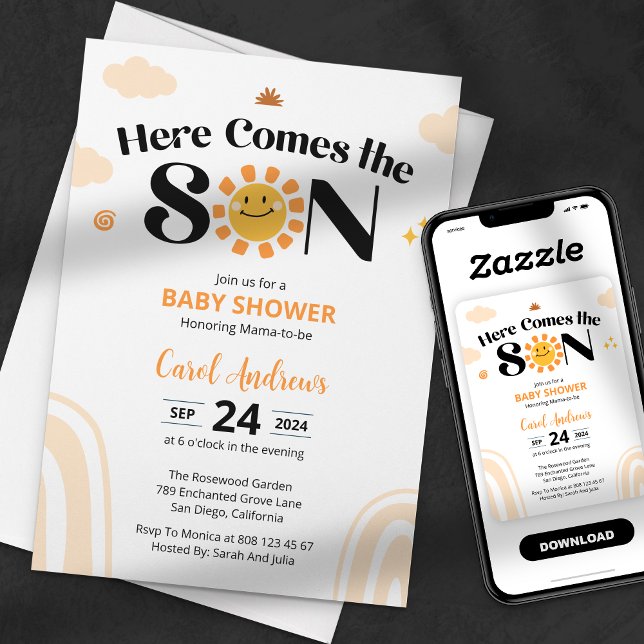 Hier kommt die Son Sunshine Baby Dusche Einladung (Von Creator hochgeladen)