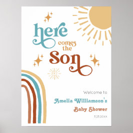 Hier kommt die Son Sunshine Boy Baby Dusche Poster