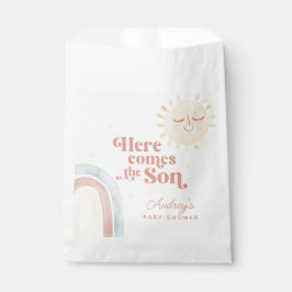 Hier kommt die Son Watercolor Boho Babydusche Geschenktütchen