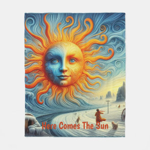 Hier kommt die Sonne - AI Art Print Fleecedecke