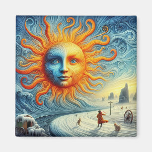 Hier kommt die Sonne - AI Art Print Magnet