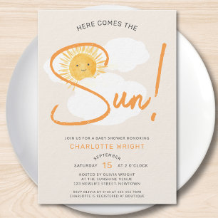 Hier kommt die Sonne Baby Shower Einladung