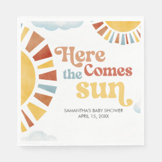 Hier kommt die Sonne Baby Shower Serviette