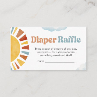 Hier kommt die Sonne Baby Shower Windel Raffle Begleitkarte