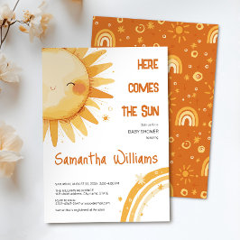 Hier kommt die Sonne | Boho Rainbow Baby Shower Einladung