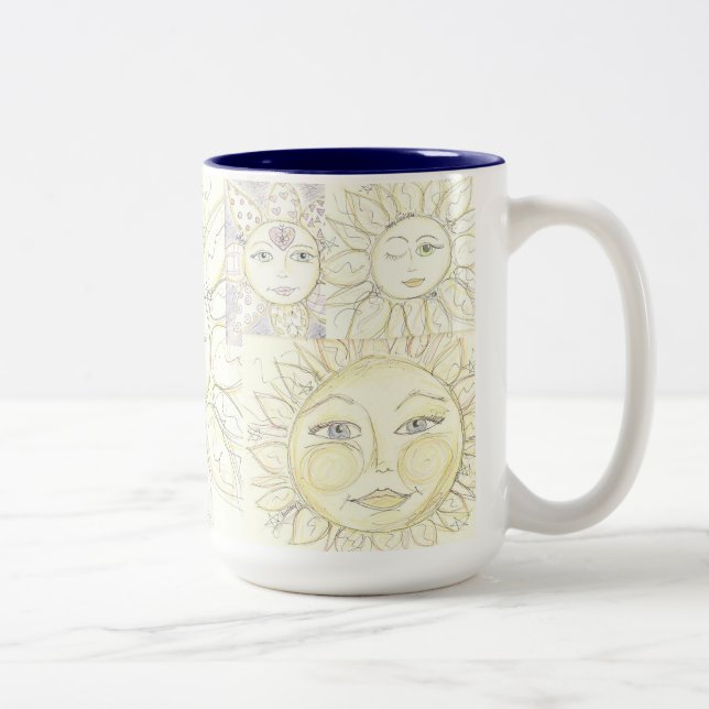 Hier kommt die Sonne - Kaffee-Tasse Zweifarbige Tasse (Rechts)