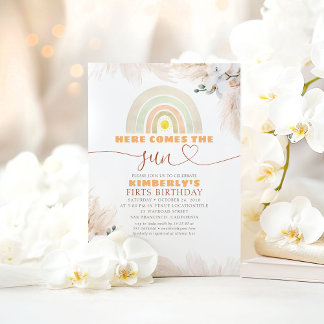 Hier kommt die Sonne Regenbogen 1. Geburtstag Einladung