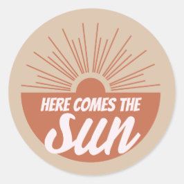 Hier kommt die Sonne Runder Aufkleber