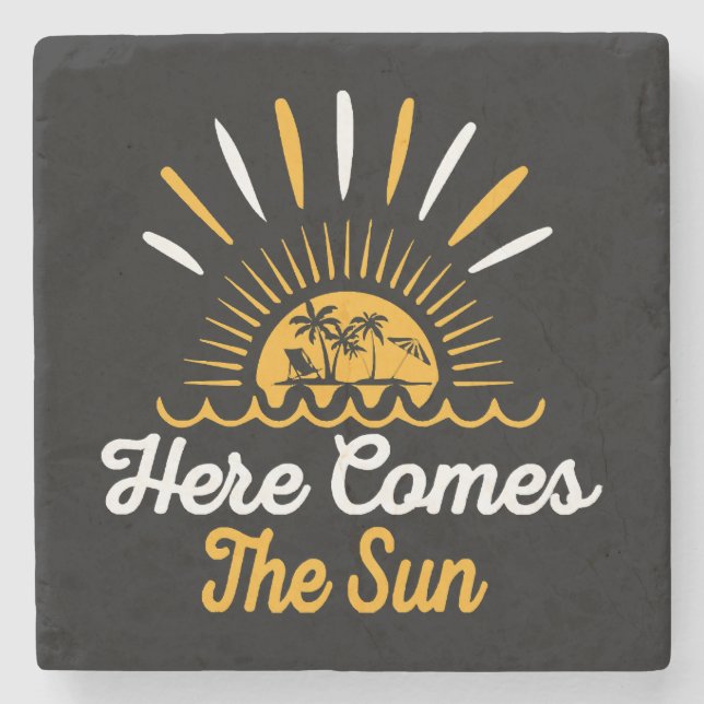 Hier kommt die Sonne Steinuntersetzer (Vorderseite)