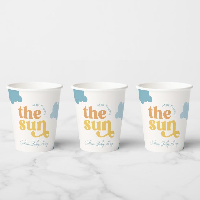 Hier kommt die Sonnendusche Papier Cups Pappbecher (Multi)