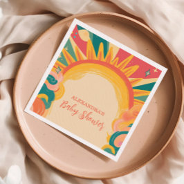 Hier kommt die sonnengelbe Sonnenscheindusche Serviette