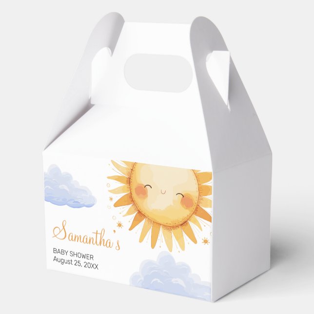 Hier kommt die Sun Baby Dusche Geschenkschachtel (Vorderseite)