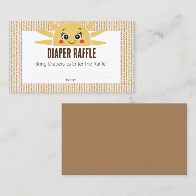 Hier kommt die Sun Baby Shower Diaper Raffle Card Visitenkarte (Vorne/Hinten)