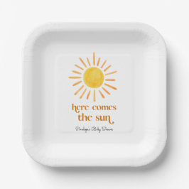 Hier kommt die Sun Boy Baby Dusche Pappteller