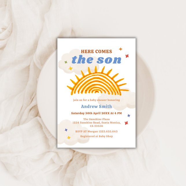 Hier kommt die Sun Sunshine Baby Dusche Einladung (Here comes The Sun Sunshine Baby Shower Invitation)