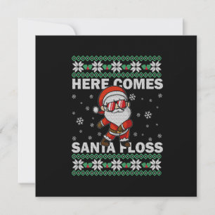 Hier kommt Santa Floss UGLY Weihnachts Pajama Men Einladung