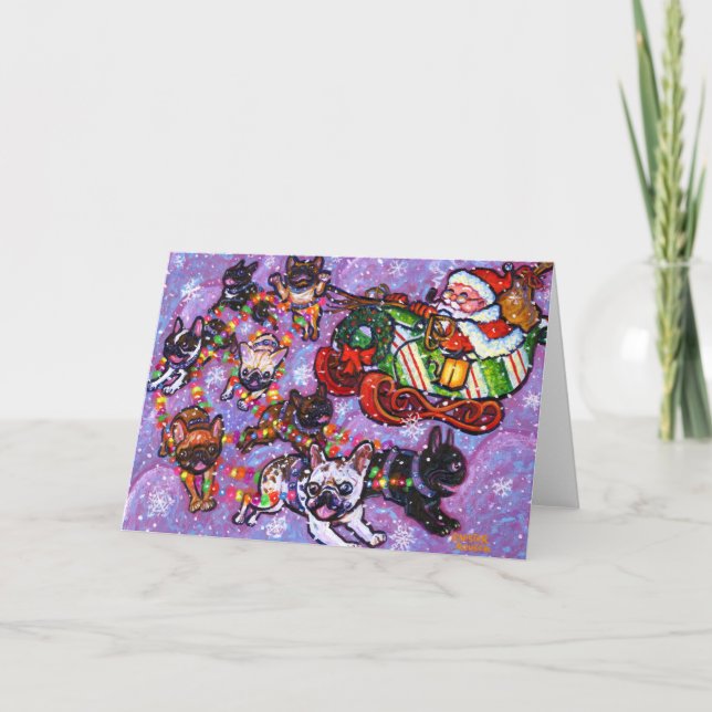 Hier kommt Santa Paws! Feiertagskarte (Vorderseite)
