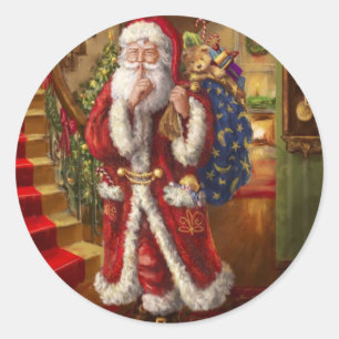 Hier kommt Santa Runder Aufkleber