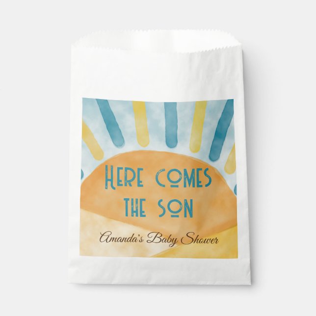 Hier kommt Sonnenschein Blue Ray Baby Duschgeschen Geschenktütchen (Vorderseite)