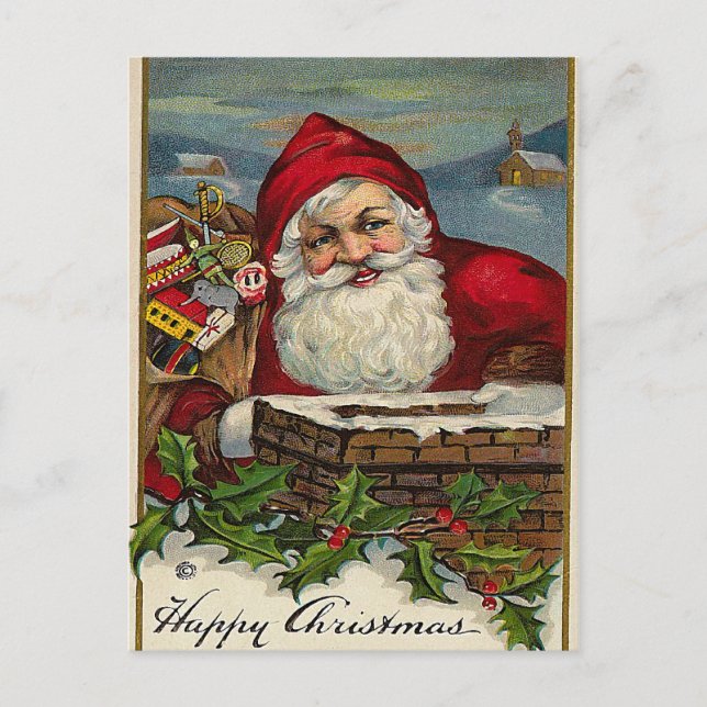 Hier kommt Weihnachts-Weihnachtspostkarten Feiertagspostkarte (Vorderseite)