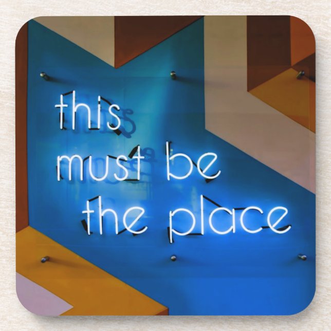 Hier muss NEON Sign Funny sein Getränkeuntersetzer (Vorderseite)