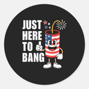 Hier nur um lustige Feuerwerk-Rakete USA Humor zu Runder Aufkleber