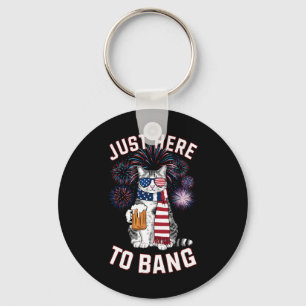 Hier nur um USA-Flagge-Bier-Katzenliebhaber am 4.  Schlüsselanhänger