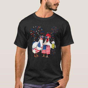 Hier nur Usa-Flagge-Huhn-Bier-Feuerwerk 4 zu knall T-Shirt