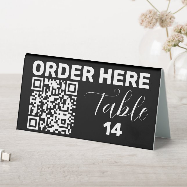 Hier Qr Code Schwarz-weiß Chic Moderne Tischaufsteller (In Situ (Tisch))