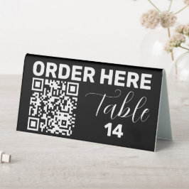 Hier Qr Code Schwarz-weiß Chic Moderne Tischaufsteller