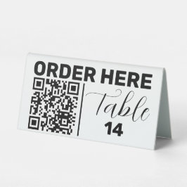 Hier Qr Code Schwarz-weiß Chic Moderne Tischaufsteller