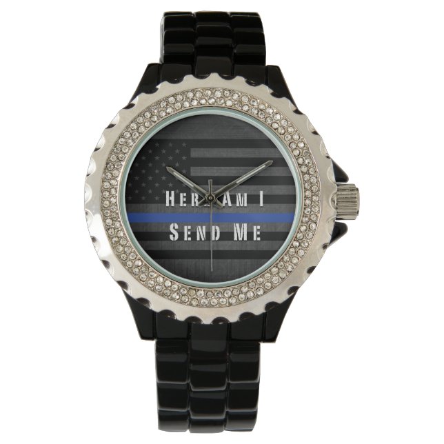 Hier schicke ich mir eine dünne blaue Uhr. Armbanduhr (Vorderseite)