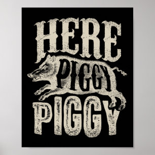 Hier Schweine T Shirt Boar Jagen Vintages Schwein Poster