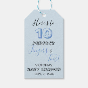 "Hier sind 10 perfekte Fingers & Toes" Babydusche Geschenkanhänger